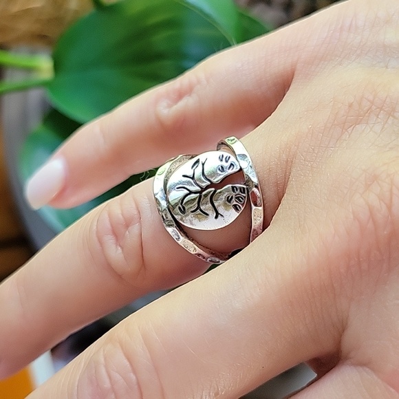 Hammered Rustic Tree Cut-out Ring - Picture 3 of 5
